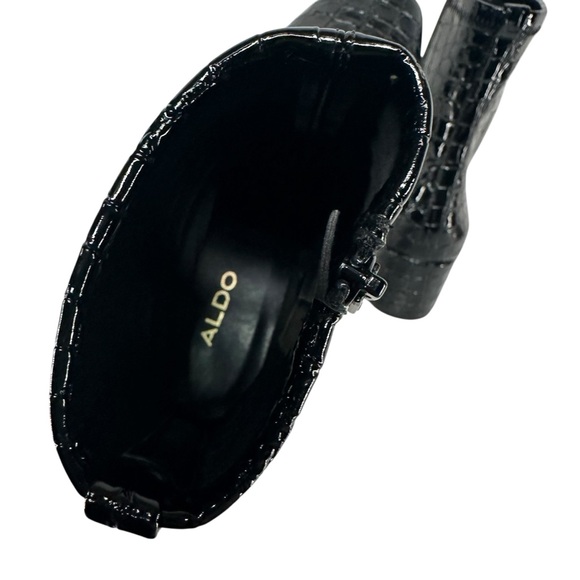ALDO / Black Faux Croc Booties / Block Heel / Size 6.5 - Picture 6 of 7